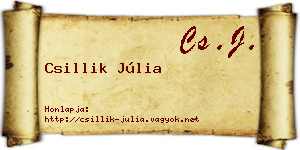 Csillik Júlia névjegykártya